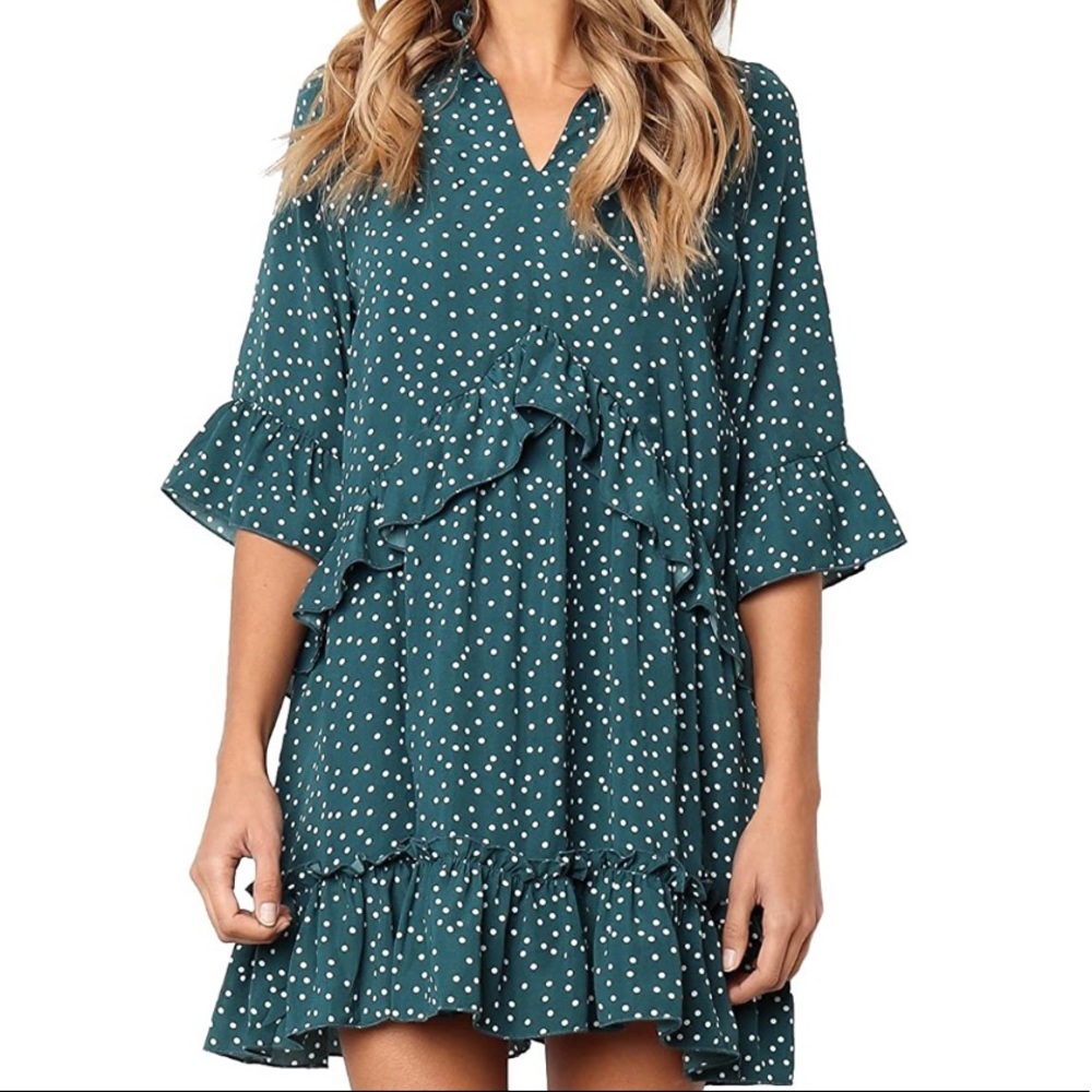 V-Neck Polka Dot Dress